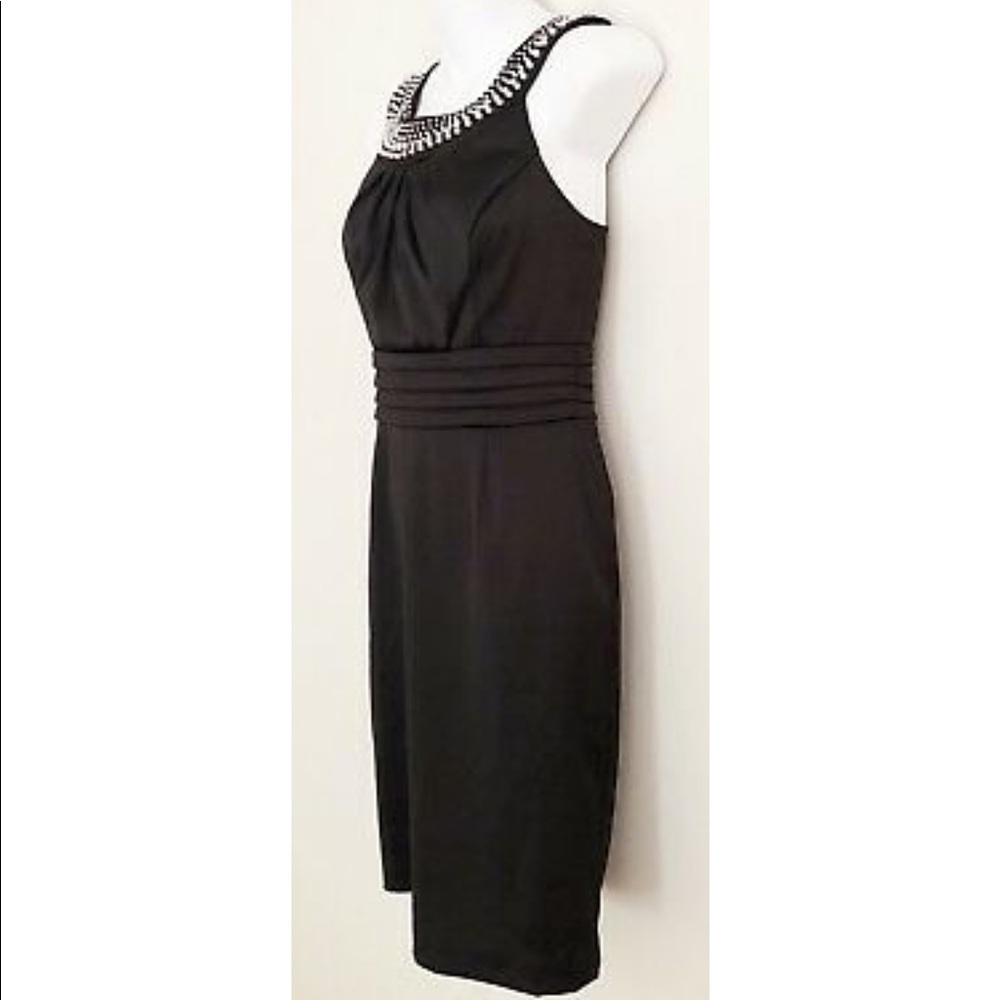 WHBM Black Pearled Neckline Dress Sz 0 - Picture 3 of 8